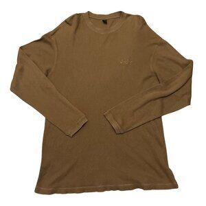 Sean John Mens XL Brown Waffle Knit Long Sleeve Shirt 100% Cotton Made In India